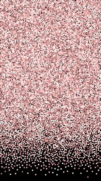 Pembe altın parıltılı lüks konfeti. Siyah arkaplana dağılmış küçük altın parçacıkları. Enerjik şablon şablonu. Muhteşem vektör arkaplanı.