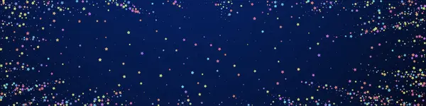 Festlich Bezauberndes Konfetti Feierstars Bunte Sterne Klein Auf Dunkelblauem Hintergrund — Stockvektor