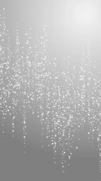 Verbazingwekkende Vallende Sterren Kerst Achtergrond Subtiele Vliegende Sneeuwvlokken Sterren Grijze — Stockvector