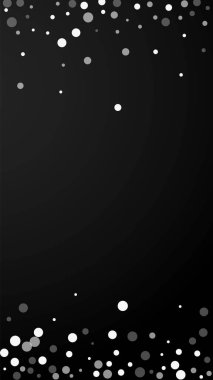 Beyaz noktalar Noel arkaplanı. İnce uçan kar taneleri ve siyah arka plandaki yıldızlar. Takdire şayan kış gümüşü kar tanesi şablonu örtüyor. Eşsiz dikey illüstrasyon.