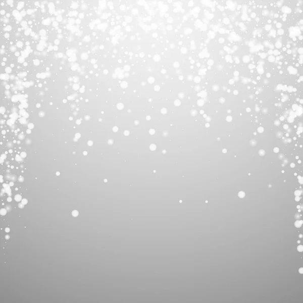 Hermosa Caída Nieve Fondo Navidad Sutiles Copos Nieve Voladores Estrellas — Vector de stock