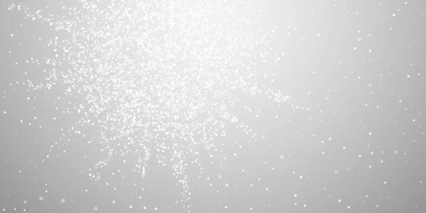 Magische Sterren Kerst Achtergrond Subtiele Vliegende Sneeuwvlokken Sterren Lichtgrijze Achtergrond — Stockvector