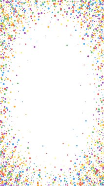 Egzotik konfeti. Kutlama yıldızları. Beyaz arka planda neşeli bir konfeti. Uygun bir şablon. Dikey vektör arkaplanı.