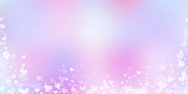 Witte Hart Liefde Confettis Valentijnsdag Vallende Regen Prachtige Achtergrond Vallende — Stockvector