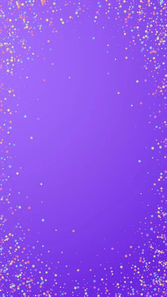 Festliches Göttliches Konfetti Feierstars Bunte Sterne Klein Auf Violettem Hintergrund — Stockvektor