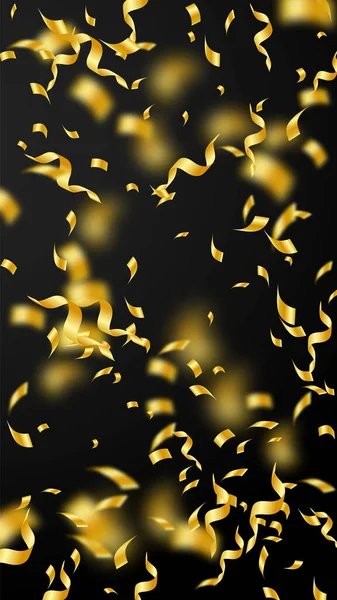 Stromers Confetti Gouden Slingers Knutselen Folielinten Confetti Patroon Zwarte Achtergrond — Stockvector