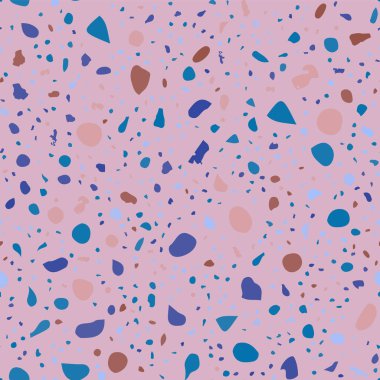 Terrazzo kusursuz desen. Pastel klasik döşeme dokusu. Doğal taşlardan, granitten, kuvarstan, mermerden ve betondan yapılmış parlak bir arka plan. İnanılmaz dikişsiz terrazzo..