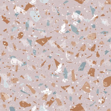 Terrazzo kusursuz desen. Topraksı klasik döşeme dokusu. Doğal taşlardan, granitten, kuvarstan, mermerden ve betondan yapılmış klasik bir arka plan. Büyüleyici terrazzo..