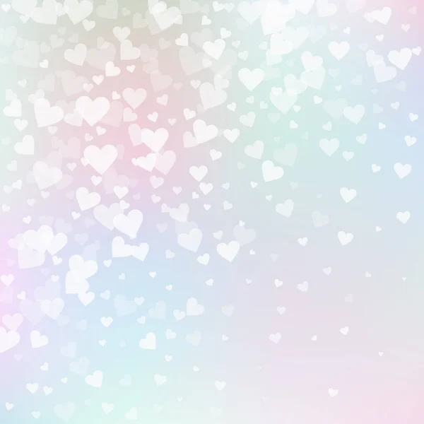Cuore Bianco Ama Confetti San Valentino Gradiente Sfondo Accattivante Coriandoli — Vettoriale Stock