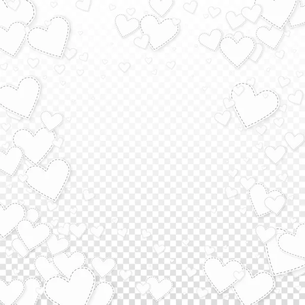 Weiße Herzen Lieben Konfettis Valentinstag Vignette Ursprünglichen Hintergrund Fallen Bestickte — Stockvektor