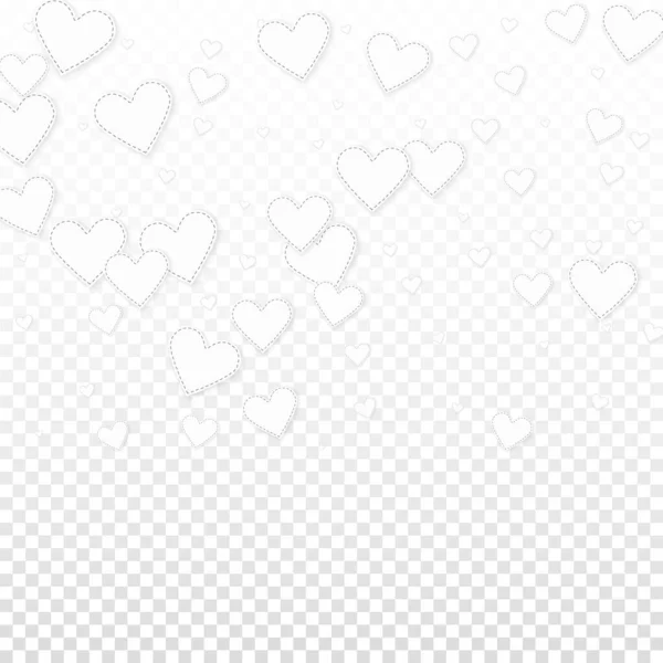 Weiße Herzen Lieben Konfettis Valentinstag Gradient Bemerkenswerten Hintergrund Fallen Bestickte — Stockvektor