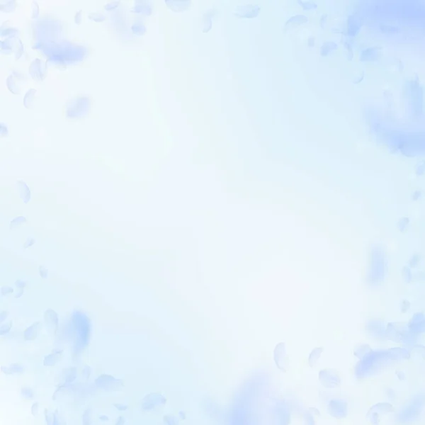 Pétales Fleurs Bleu Clair Tombant Adorable Vignette Fleurs Romantiques Pétale — Image vectorielle