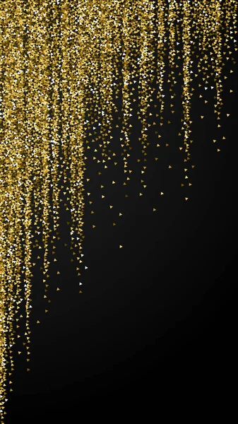 Triángulos Oro Brillo Lujo Confeti Chispeante Dispersas Pequeñas Partículas Oro — Vector de stock