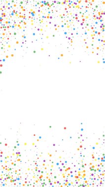 Şenlikli, güzel konfeti. Kutlama yıldızları. Beyaz arka planda renkli konfeti. Güzel görünümlü bir şablon. Dikey vektör arkaplanı.