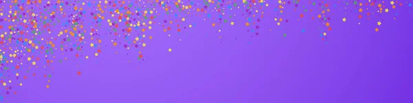 Festliches Kirmeskonfetti Feierstars Regenbogenhelle Sterne Auf Violettem Hintergrund Bewundernswerte Festliche — Stockvektor
