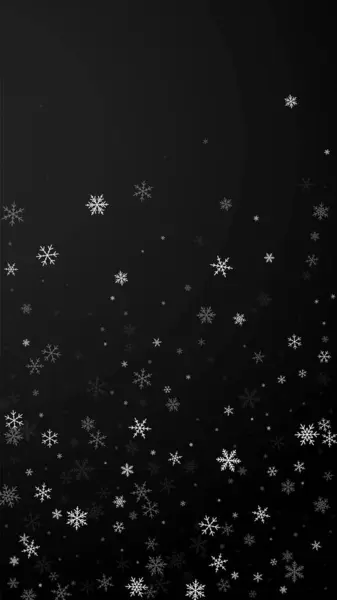 Escasa Nevada Fondo Navidad Sutiles Copos Nieve Voladores Estrellas Sobre — Vector de stock