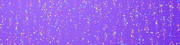 Festlich Strahlendes Konfetti Feierstars Bunte Sterne Auf Violettem Hintergrund Bewundernswerte — Stockvektor