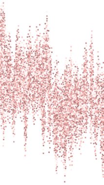 Pembe altın parıltılı lüks konfeti. Beyaz arka planda dağılmış küçük altın parçacıkları. Seçkin şablon. Kendinden geçmiş vektör arkaplanı.