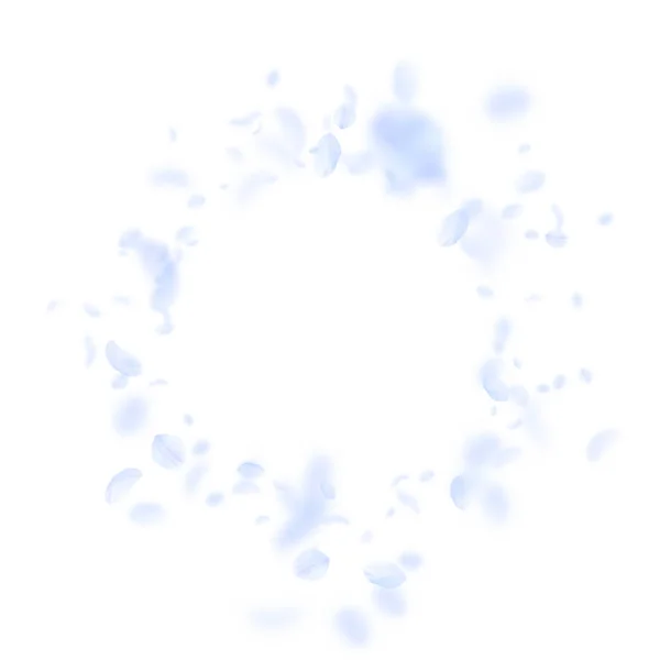 Pétales Fleurs Bleu Clair Tombant Vignette Fleurs Romantiques Hypnotiques Flying — Image vectorielle