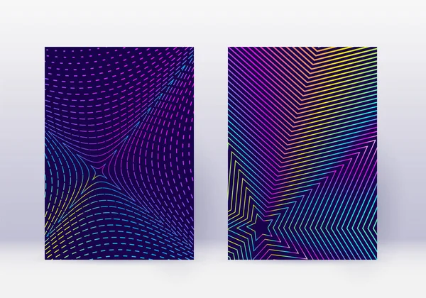 Vorlagenset Für Cover Design Abstrakte Linien Modernes Broschüren Layout Rainbow — Stockvektor