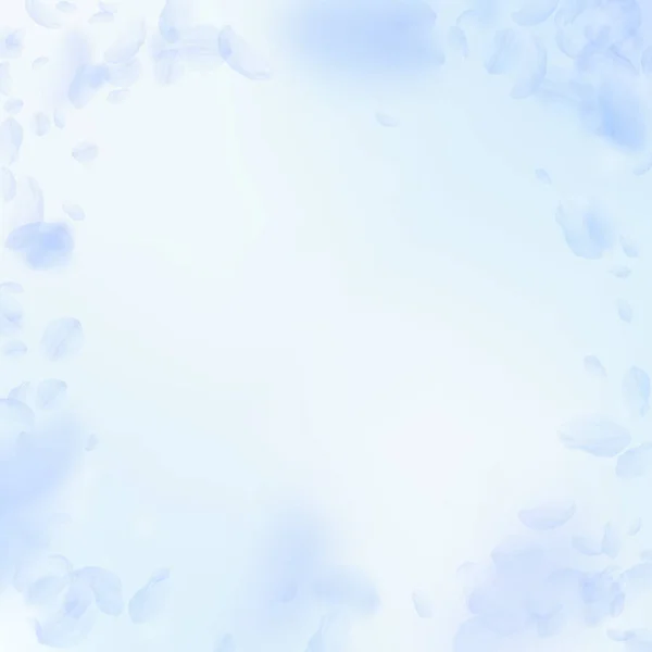 Pétales Fleurs Bleu Clair Tombant Vignette Fleurs Romantiques Modernes Pétale — Image vectorielle