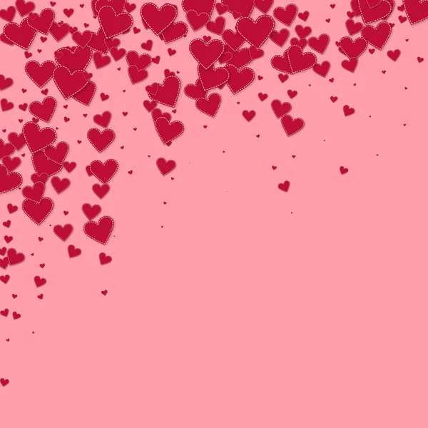 Rote Herzen Lieben Konfettis Valentinstag Fallender Regen Schöner Hintergrund Fallen — Stockvektor
