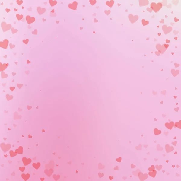 Rote Herzen Lieben Konfettis Valentinstags Vignette Angenehmen Hintergrund Fallende Transparente — Stockvektor