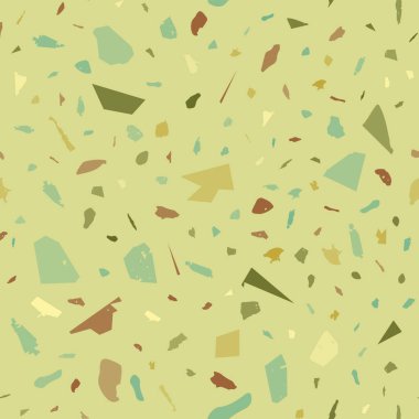 Terrazzo kusursuz desen. Khaki klasik döşeme dokusu. Doğal taşlardan, granitten, kuvarstan, mermerden ve betondan yapılmış nefes kesici bir arka plan. Dikensiz terrazzo..