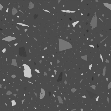 Terrazzo kusursuz desen. Siyah ve beyaz klasik döşeme dokusu. Doğal taşlardan, granitten, kuvarstan, mermerden ve betondan yapılmış kalın bir arka plan. Sevimli dikişsiz terrazzo..