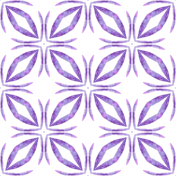 Textile ready fine print, swimwear fabric, wallpaper, wrapping. Purple beauteous boho chic summer design. Ikat repeating swimwear design. Watercolor ikat repeating tile border.