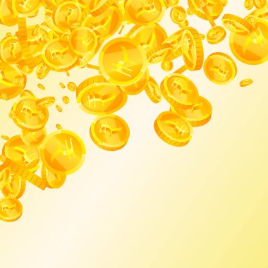 Hint paralarının düşüşü. Harika dağınık INR paraları. Hindistan parası. Büyük ikramiye, servet ya da başarı konsepti. Vektör illüstrasyonu.