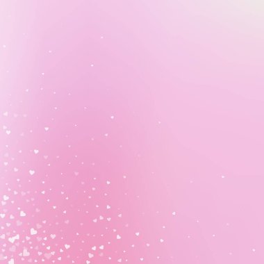 Beyaz kalp konfetileri sever. Sevgililer Günü 'nün göz kamaştırıcı geçmişi. Hassas arka planda şeffaf kalp konfetileri. Zarif vektör illüstrasyonu.