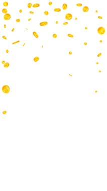 Çin Yuan paraları düşüyor. Güzel dağınık NY paraları. Çin parası. Zarif ikramiye, servet ya da başarı konsepti. Vektör illüstrasyonu.