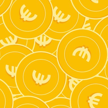 Avrupa Birliği Euro 'su kusursuz desen çiziyor. Eşsiz dağınık EUR paralar. Büyük kazanç ya da başarı konsepti. Avrupa 'nın büyük düz para modeli. Bozuk para taşıyıcı illüstrasyonu.