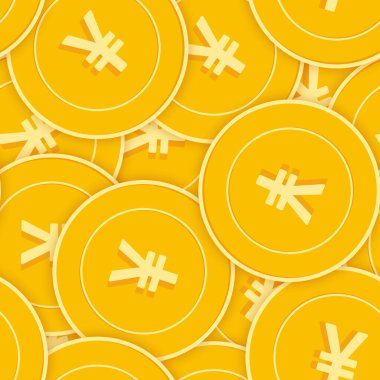 Çin Yuan sikkeleri kusursuz desen. Kusursuz dağınık NY paraları. Büyük kazanç ya da başarı konsepti. Çin büyük para modeli gölgesi. Bozuk para taşıyıcı illüstrasyonu.