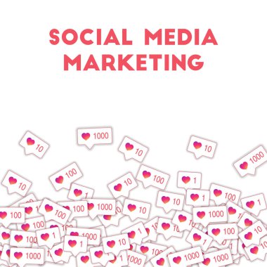 Sosyal medya simgeleri. Sosyal medya pazarlama kavramı. Sayaç gibi düşme eğilimi. Beyaz arkaplanda alt gradyan ögeleri dağıt.