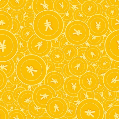 Çin Yuan sikkeleri kusursuz desen. Sulu, dağınık NY paraları. Büyük kazanç ya da başarı konsepti. Çin rastgele düz para deseni. Bozuk para taşıyıcı illüstrasyonu.