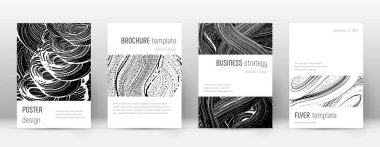 Kapak sayfası tasarımı şablonu. Minimalist broşür düzeni. Klasik moda soyut kapak sayfası. Siyah ve beyaz grunge doku arka planı. Harika bir poster..