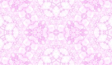 Pembe, pürüzsüz desen. Şaşırtıcı derecede narin sabun köpükleri. Dantelli el yapımı tekstil süsü. Kaleydoskop mandala iç çamaşırı baskısı. Olağandışı soyut suluboya arkaplan.