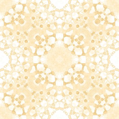 Sarı, pürüzsüz desen. Narin sabun köpüklerini cezbediyor. Dantelli el yapımı tekstil süsü. Kaleydoskop mandala iç çamaşırı baskısı. İlahi soyut suluboya arkaplan.