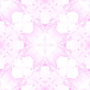 Pembe, pürüzsüz desen. Sanatsal narin sabun köpükleri. Dantelli el yapımı tekstil süsü. Kaleydoskop mandala iç çamaşırı baskısı. Soyut suluboya arkaplanı getiriliyor.