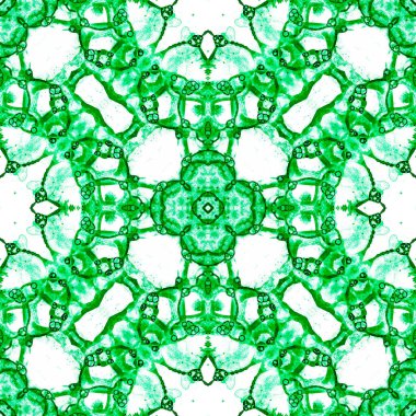 Yeşil, pürüzsüz desen. Şaşırtıcı derecede narin sabun köpükleri. Dantelli el yapımı tekstil süsü. Kaleydoskop mandala iç çamaşırı baskısı. Güzel soyut suluboya arkaplan.