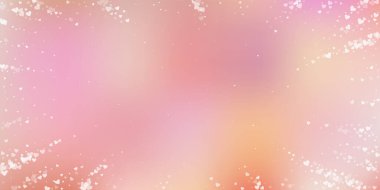 Beyaz kalp konfetileri sever. Sevgililer Günü simetrik arka planı. Şeffaf kalp konfetileri hassas arka planda. Enfes vektör çizimi.