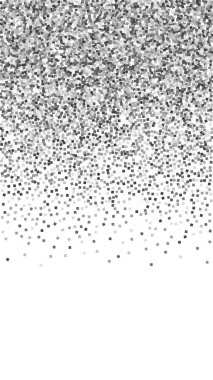 Gümüş parıltılı, ışıl ışıl, konfeti. Beyaz arka planda dağılmış küçük altın parçacıkları. Mükemmel bir şablon. Gerçek vektör arkaplanı.