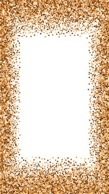 Kırmızı yuvarlak altın parıltılı lüks konfeti. Beyaz arka planda dağılmış küçük altın parçacıkları. Şablon büyüleyici bir şablon. Nadir vektör arkaplanı.