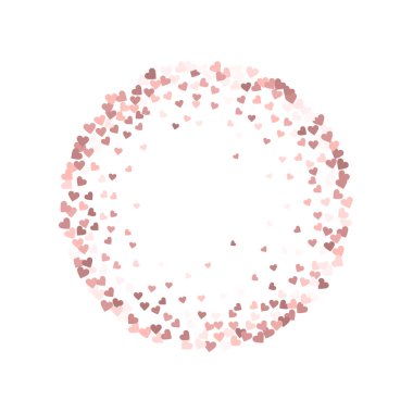 Pembe kalp aşk konfetileri. Sevgililer Günü 'nün yaratıcı geçmişi. Düz kalp konfetisi beyaz arka planda. Enerjik vektör çizimi.