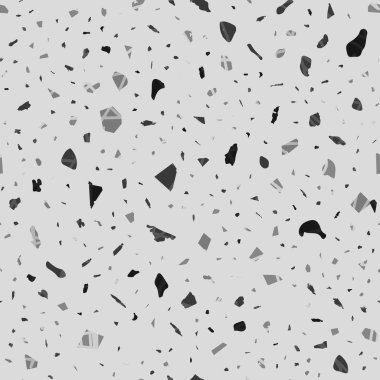 Terrazzo kusursuz desen. Siyah ve beyaz klasik döşeme dokusu. Doğal taşlardan, granitten, kuvarstan, mermerden ve betondan yapılmış büyüleyici bir arka plan. Kusursuz terrazzo..