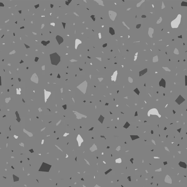 Terrazzo Seamless Pattern Black White Classic Flooring Texture Bold Background — Stock Vector