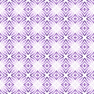 Tekstil hazır, kayda değer baskı, mayo kumaş, duvar kağıdı, ambalaj. Mor görünümlü boho şık yaz tasarımı. El çizimi tropikal, pürüzsüz sınır. Tropik, pürüzsüz desen. 