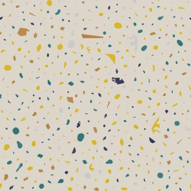 Terrazzo kusursuz desen. Topraksı klasik döşeme dokusu. Doğal taşlardan, granitten, kuvarstan, mermerden ve betondan yapılmış nefes kesici bir arka plan. Güzel dikişsiz terrazzo..